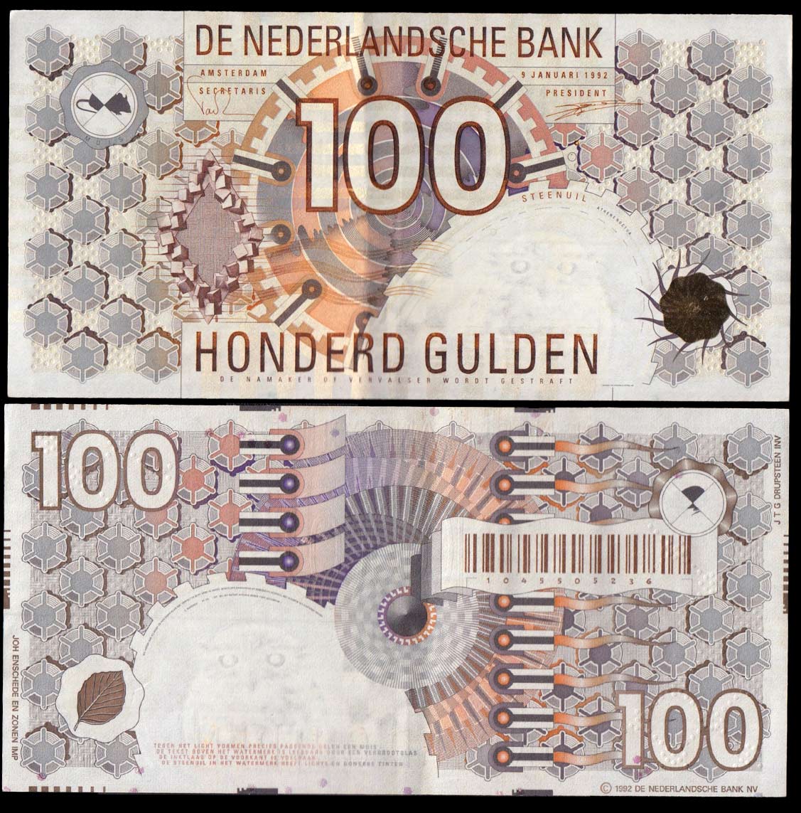 OLANDA 100 Gulden 1992 Owl Bird" Stupenda