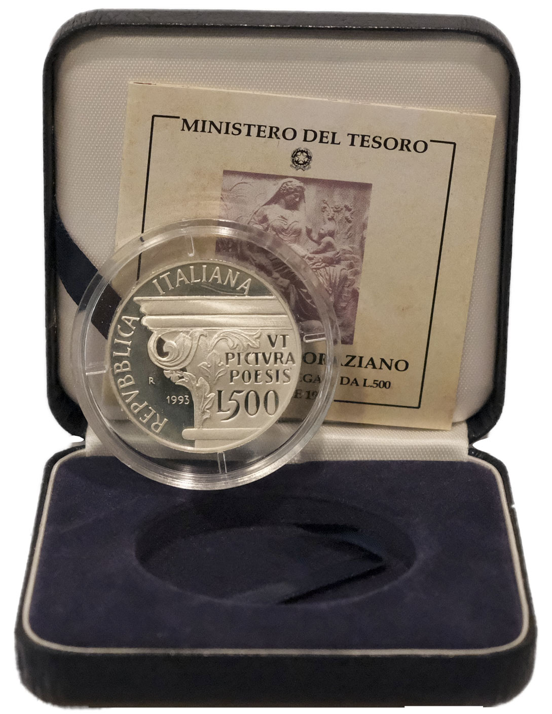 1993 - Lire 500  Orazio Argento Moneta di Zecca Italia Proof