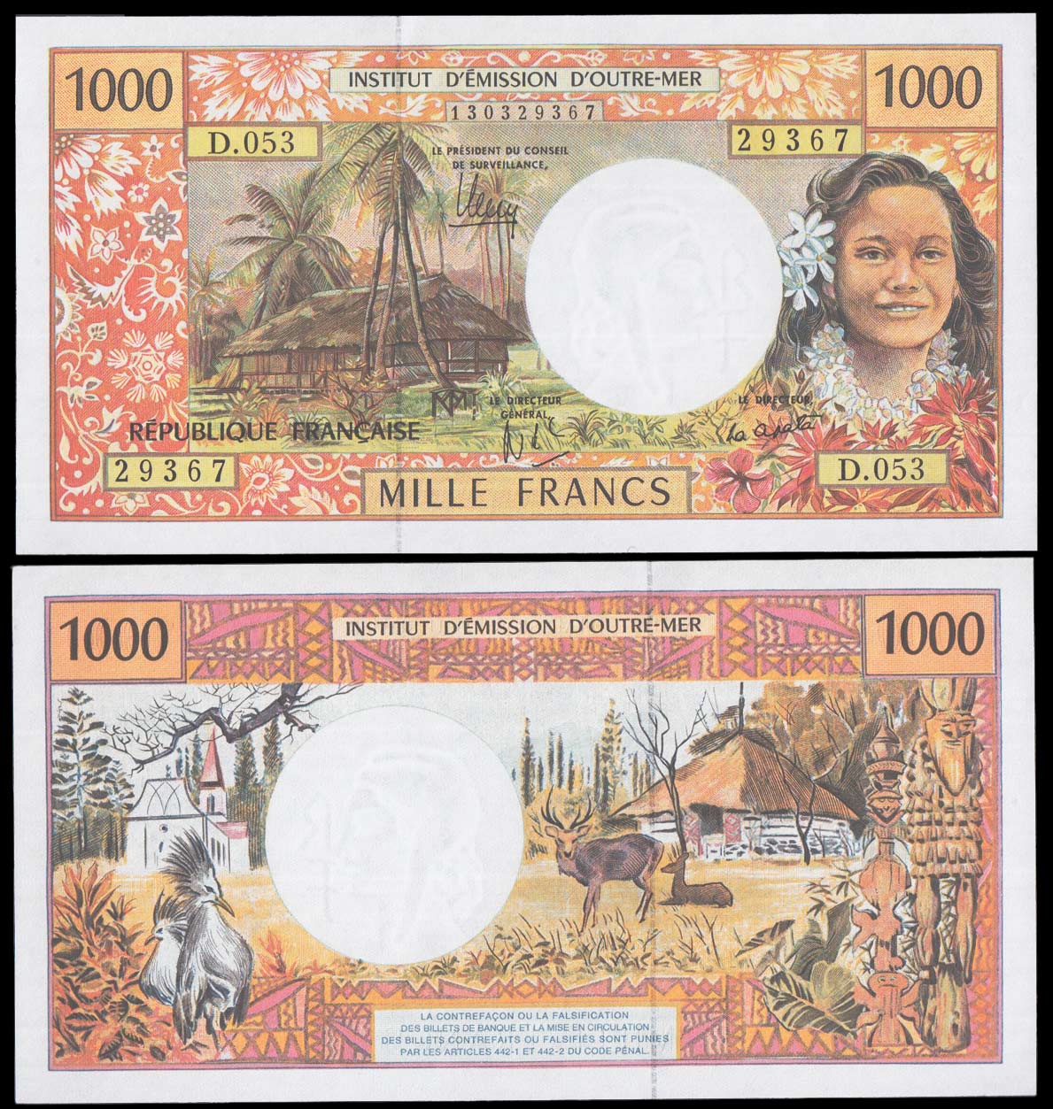 FRENCH PACIFIC TERRITORIES 1000 Francs 1996 Fior di Stampa