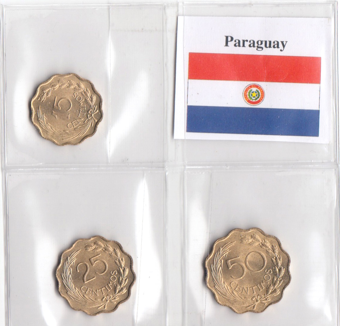 PARAGUAY set di monete da 15 - 25 - 50 Centimos anni misti