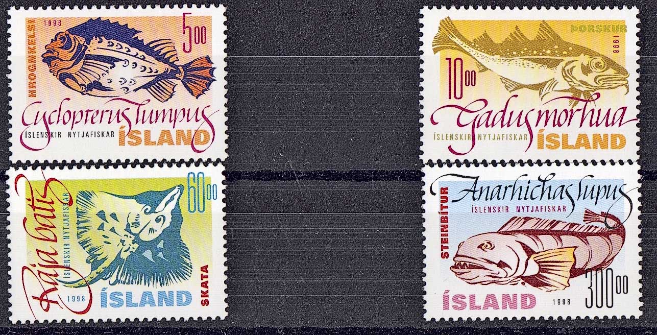 ISLANDA francobolli serie completa Pesci Unificato 839/42 Nuovi