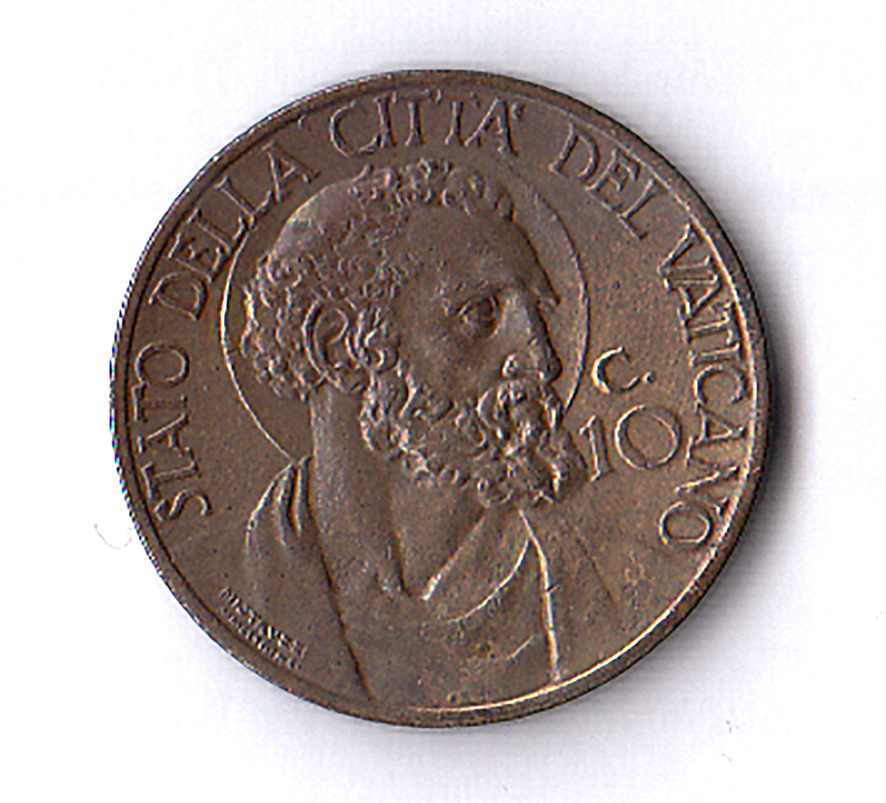 1935 - 10 centesimi Vaticano Pio XI San Pietro Fior di Conio