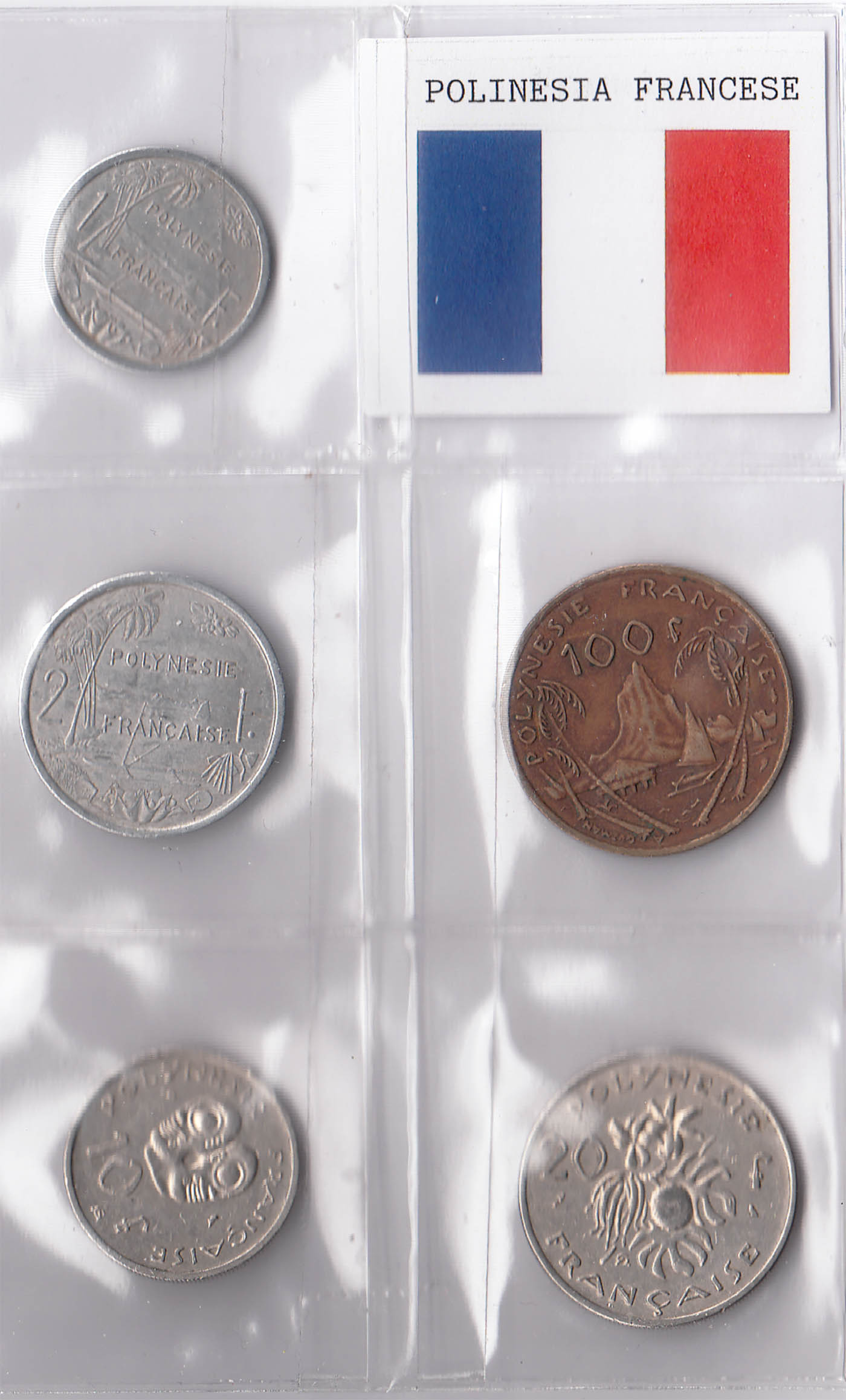 POLINESIA FRANCESE set monete circolate da 1 - 2 - 10 - 20 - 100 Francs BB