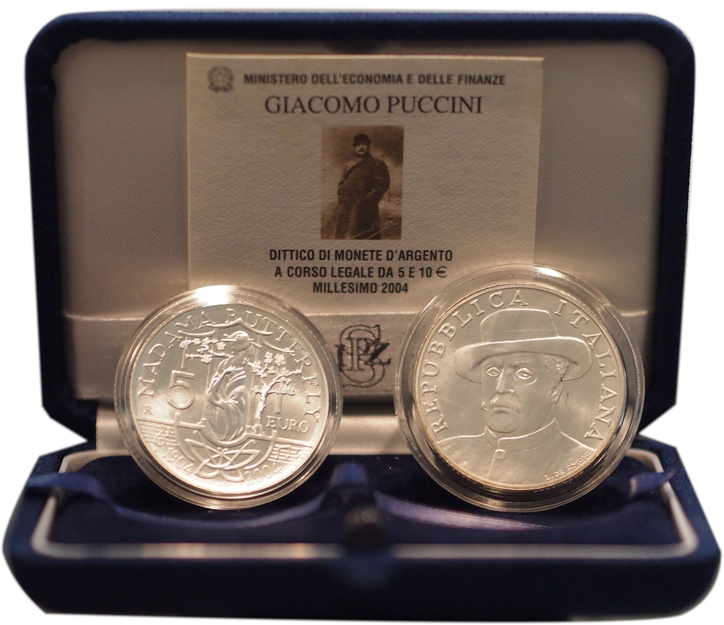 2004 - ITALIA 5 e 10 € Commemorativi in dittico FDC Argento