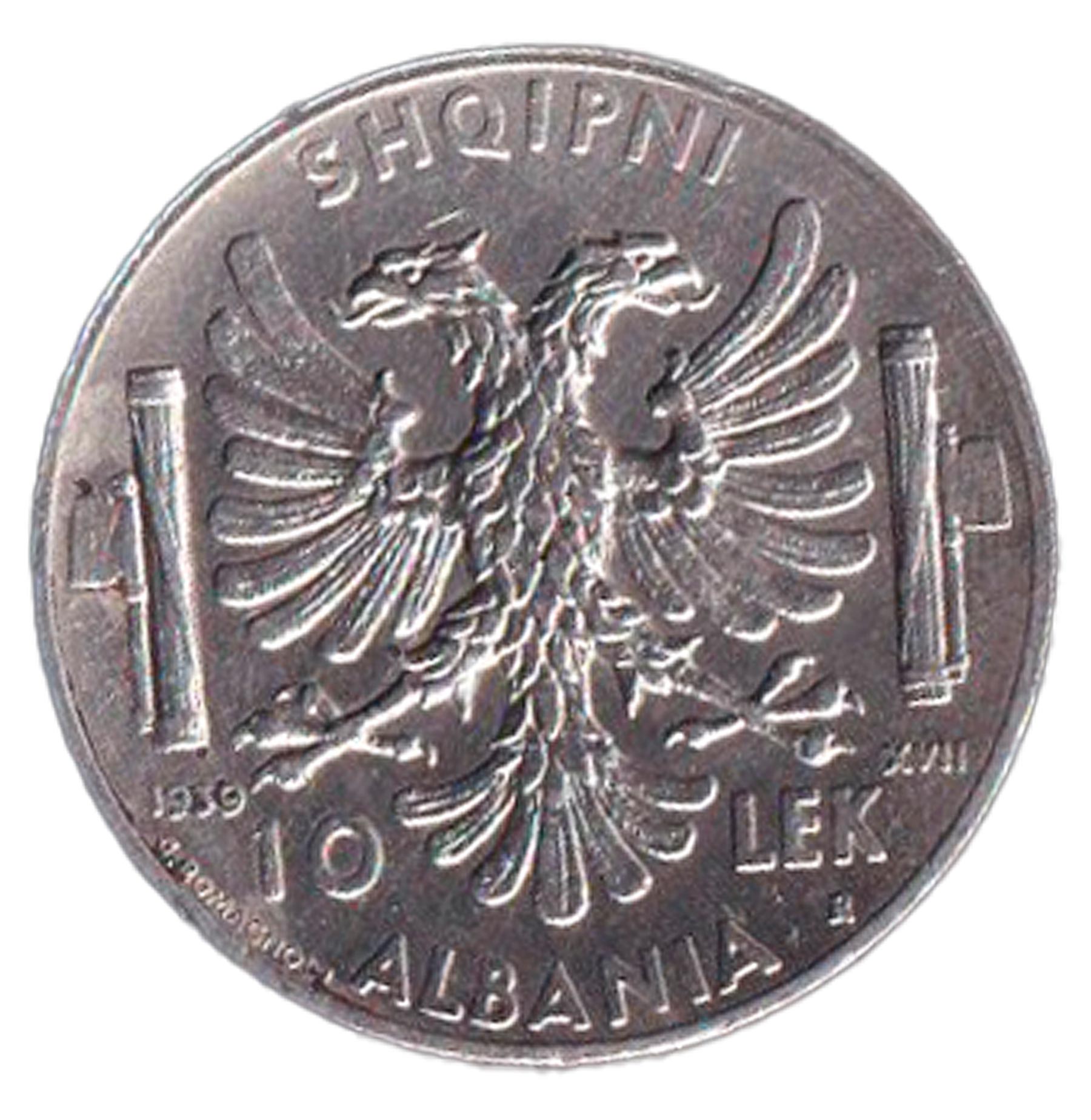 Albania Colonia Italiana 10 Lek Ag 1939 Splendida Rara