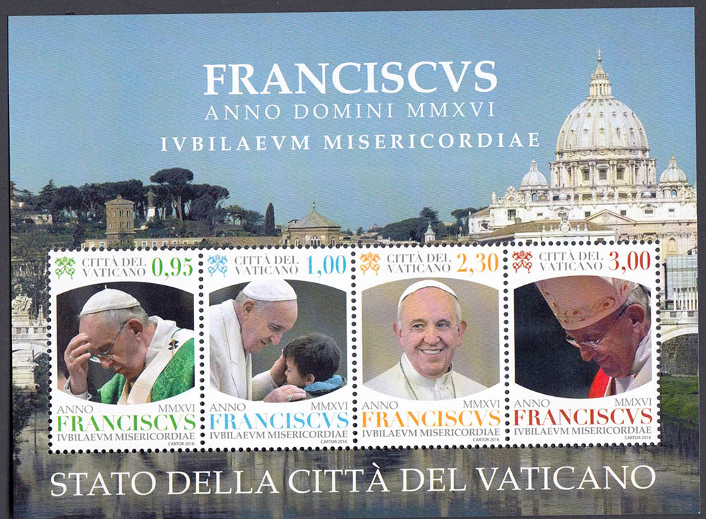 Vaticano foglietto Papa Francesco ritratti 2016