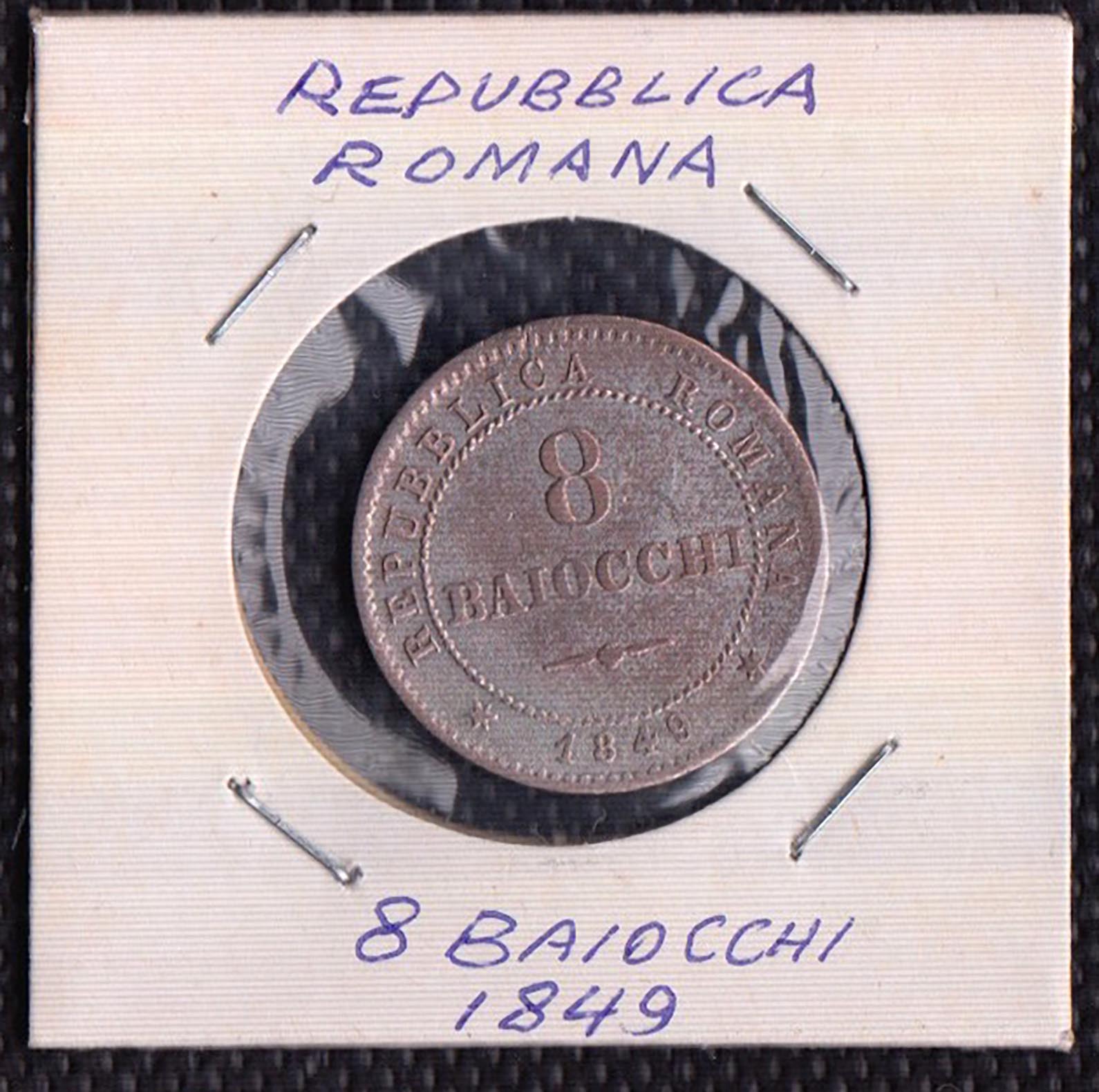 2a Repubblica Romana 8 Baiocchi (Roma 1849) Q/BB