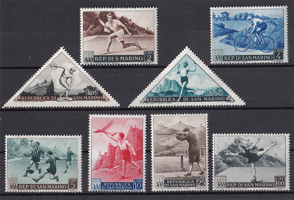 1953 - San Marino francobolli nuovi Sport Vari 1° Serie 8 valori