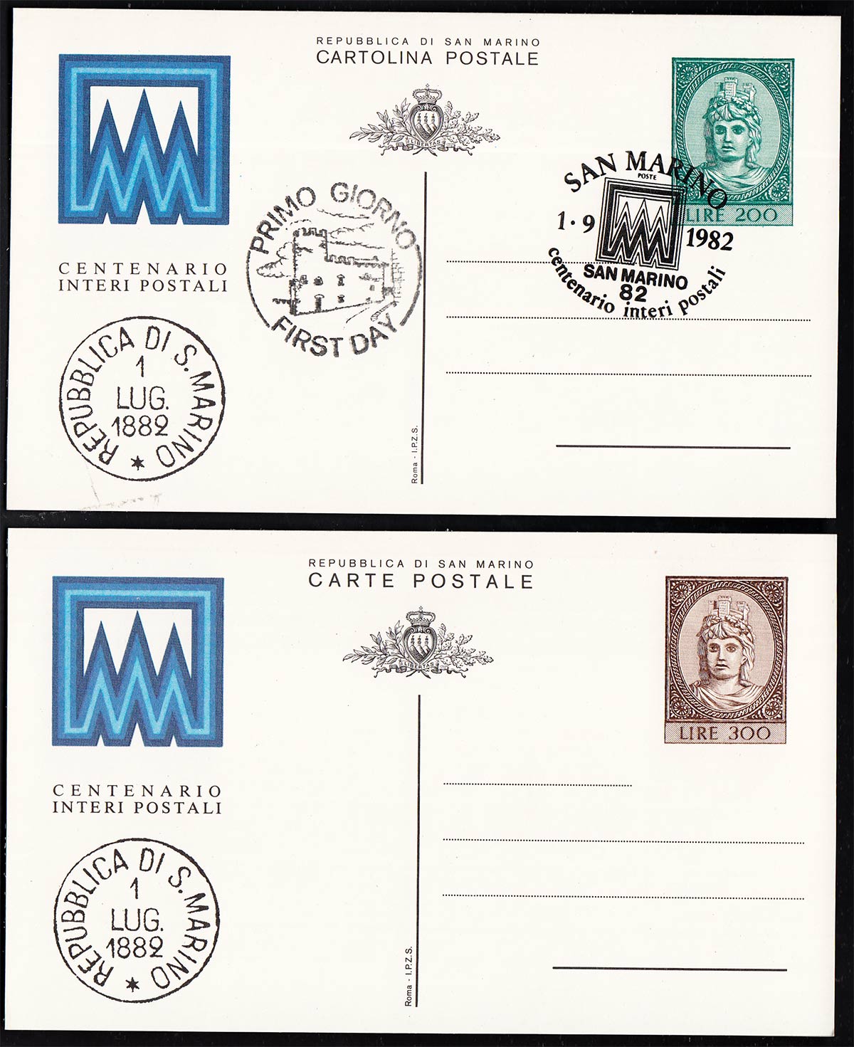 INTERI POSTALI Centenario Libertas 1.9.1982 FDC