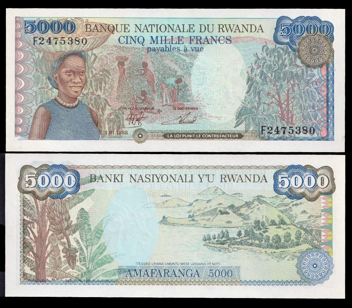 RWANDA 5000 Francs 1988 Fior di Stampa