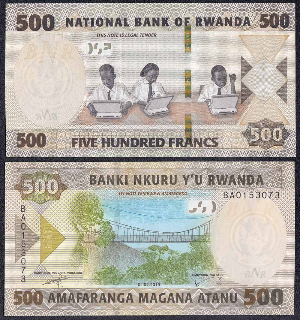 RWANDA 500 Francs 2019 Fior di Stampa