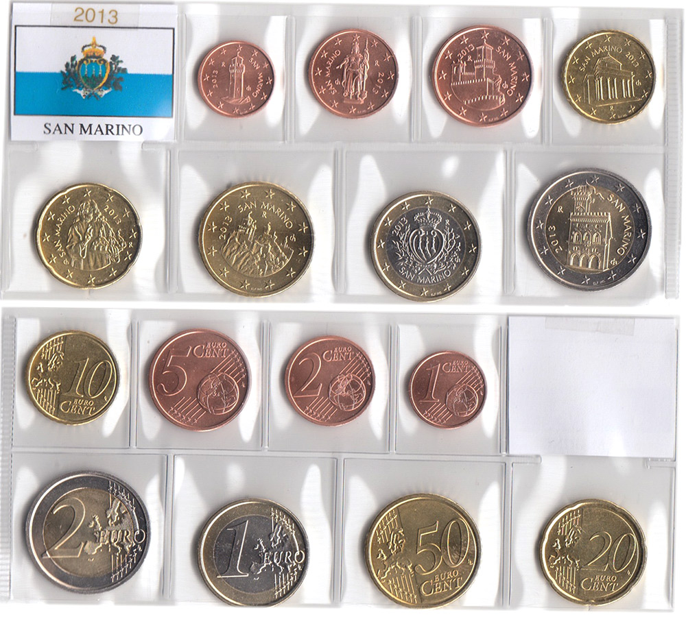 2013 - SAN MARINO Serie 8 monete euro  fior di conio da divisionale Fdc