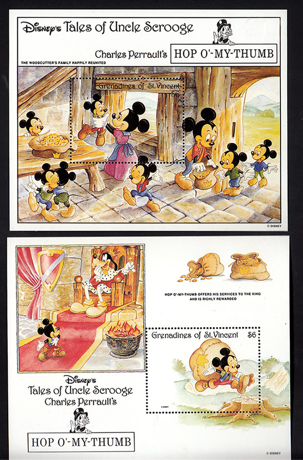 GRENADA St. VINCENT 2 foglietti Disney Topolino taglialegna e famiglia