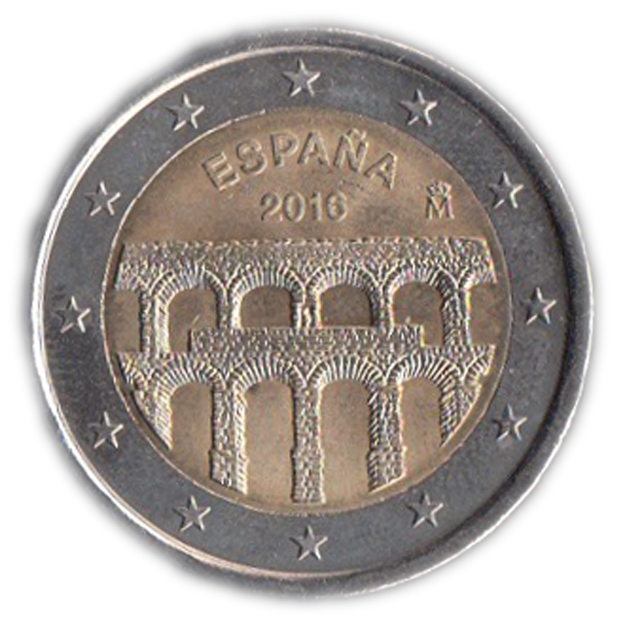 2016 - 2 Euro SPAGNA Città vecchia di Segovia Fdc