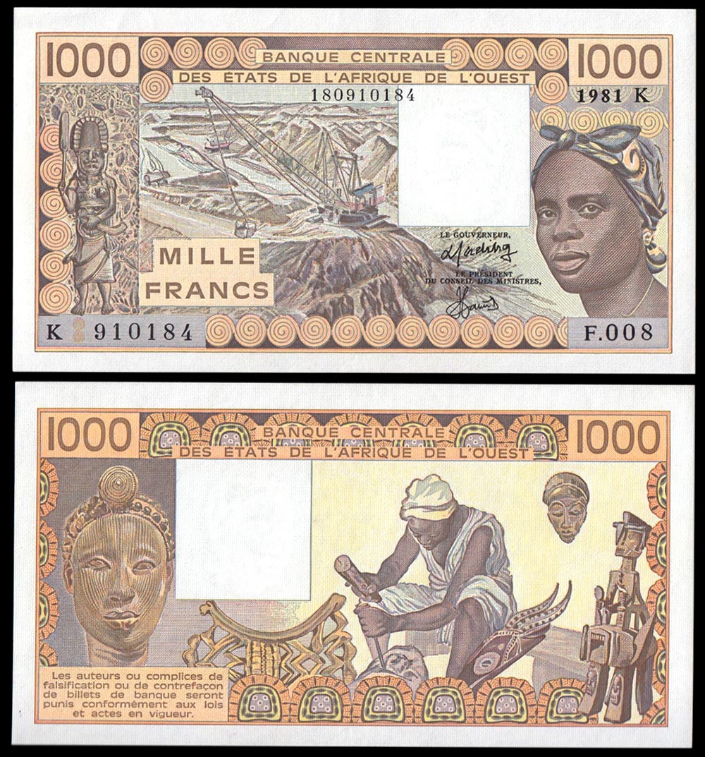 SENEGAL ( W. A. S.) 1000 Francs 1981 Stupenda