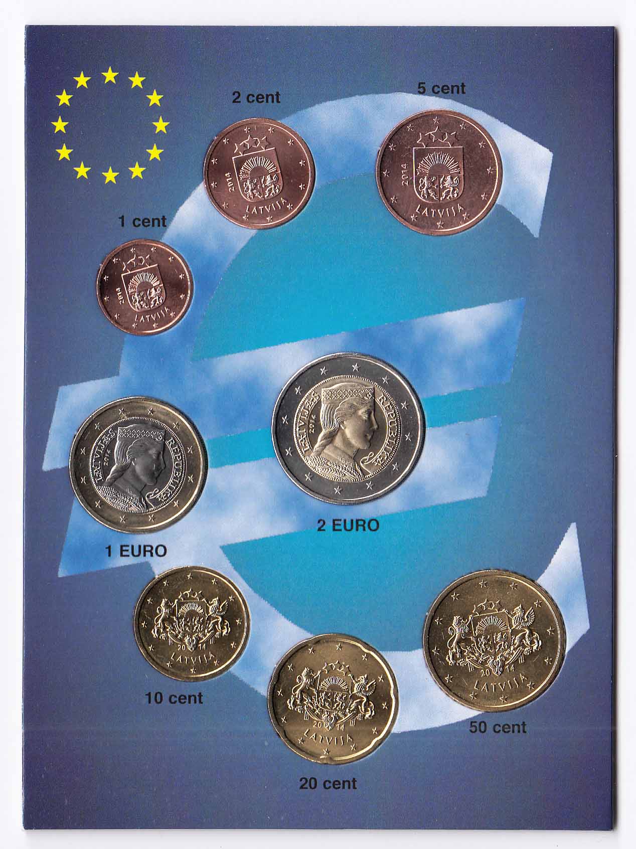 LETTONIA Serie 8 monete euro Fior di Conio