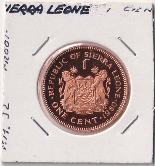 SIERRA LEONE 1 Cent 1980 Milton Margai Proof