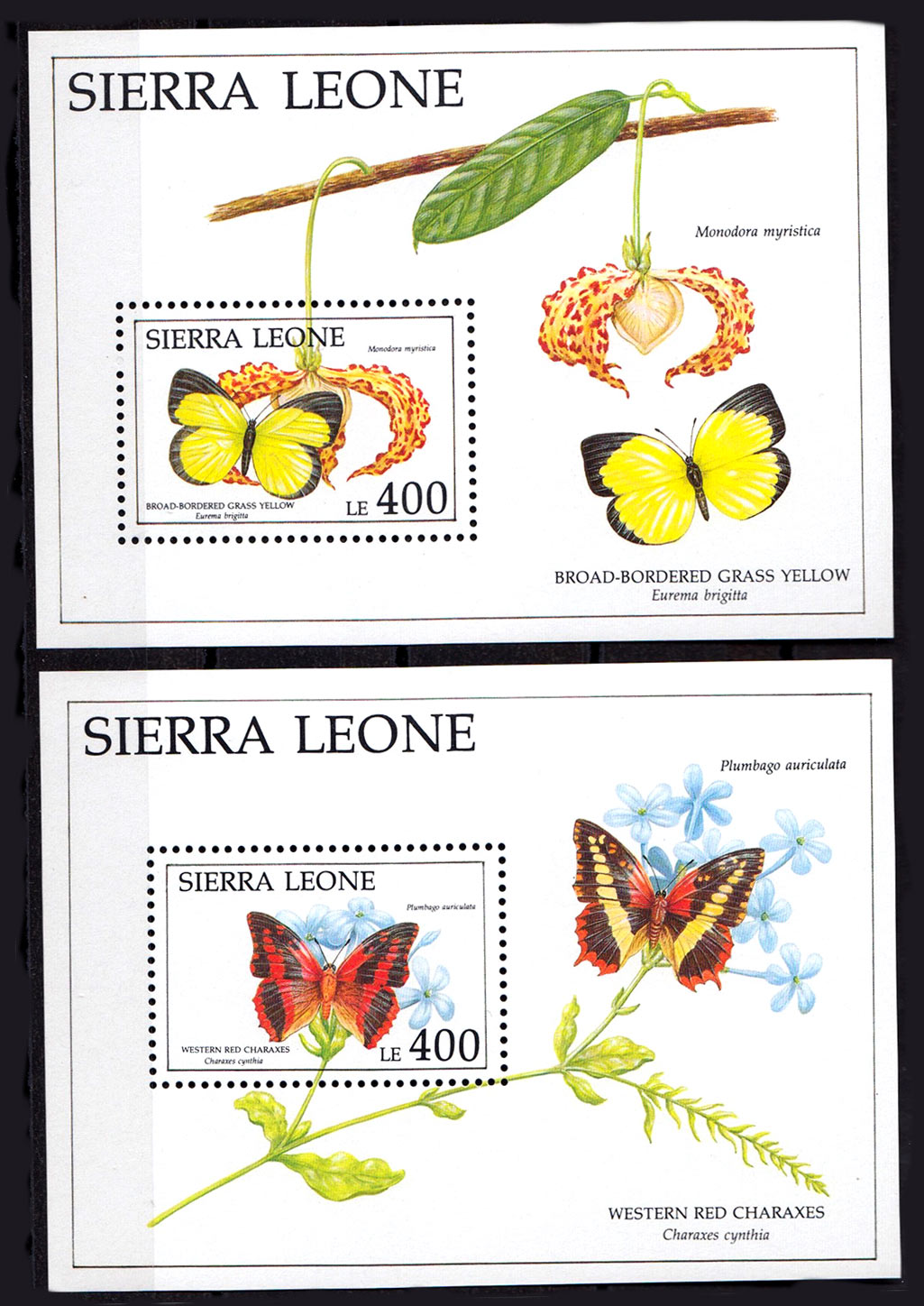 SIERRA LEONE 1981 Farfalle Coppia Foglietti BF 189/190