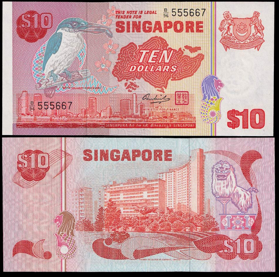 SINGAPORE 10 Dollars 1980 Martin pescatore Fior di Stampa