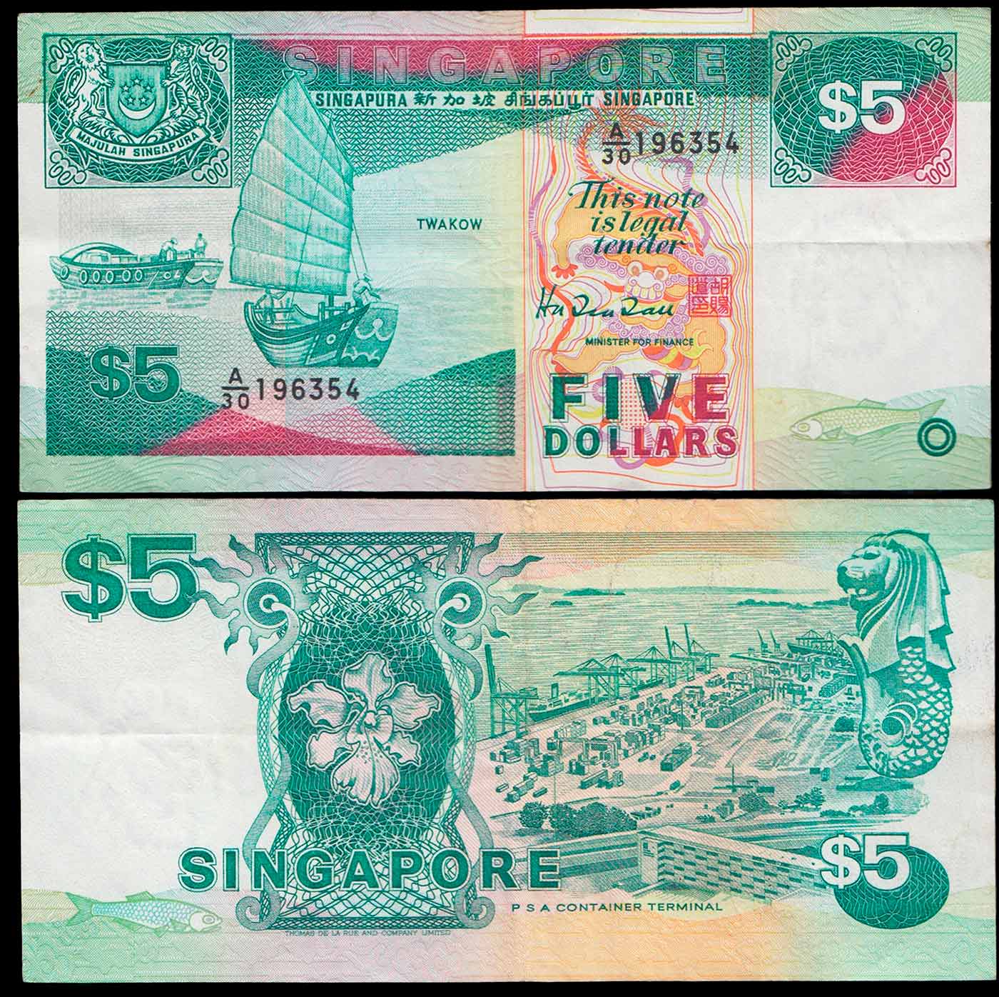 Singapore 5 Dollars 1989 Ships - Twakow Spl