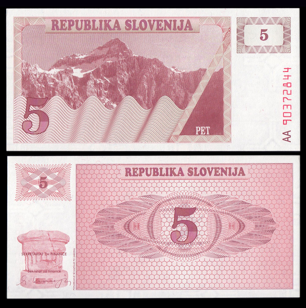 SLOVENIA 5 Tolarjev 1990 Fds