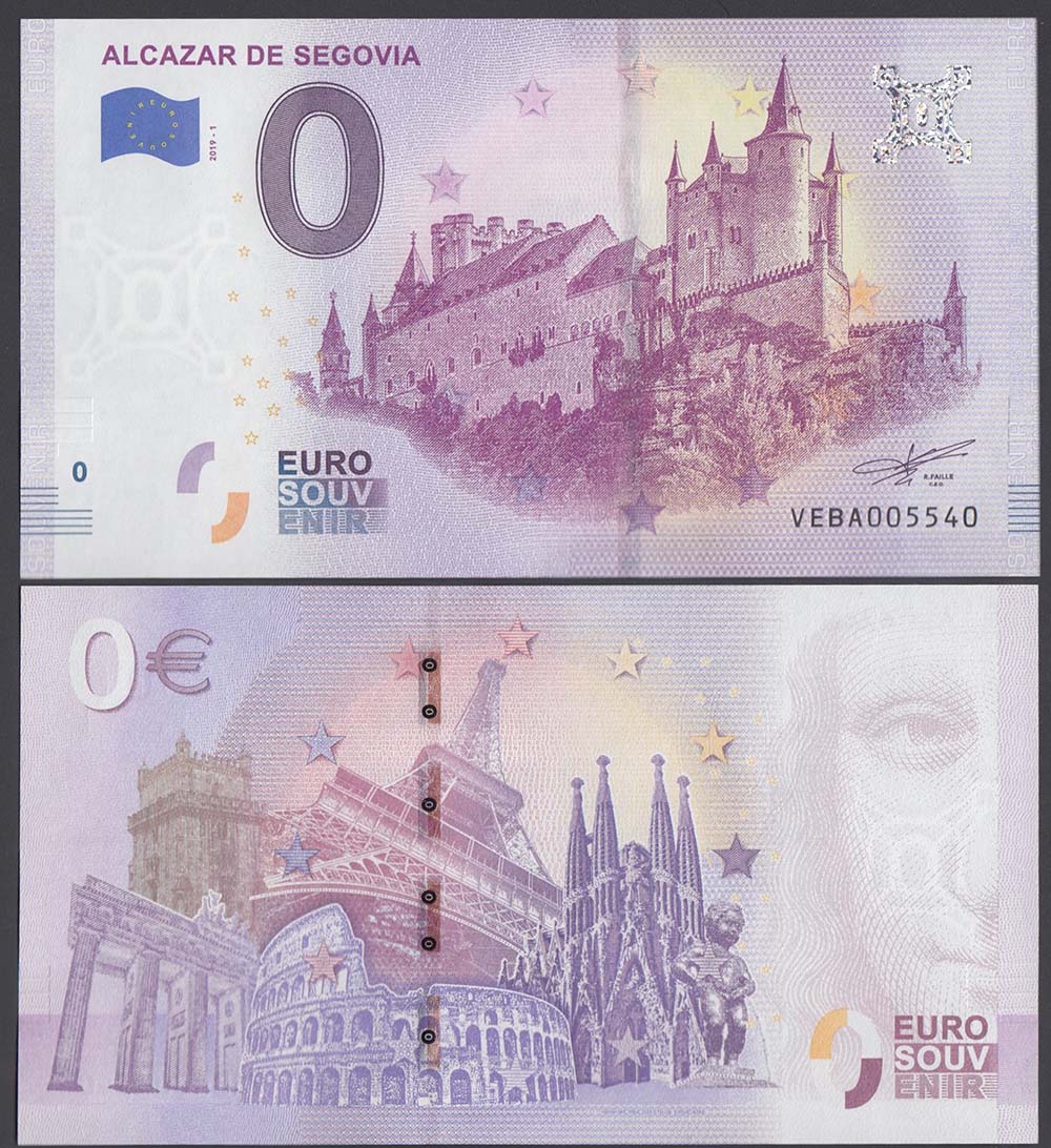 2019 - Souvenir Spagna 0 Euro Alcazar de Segovia Fds