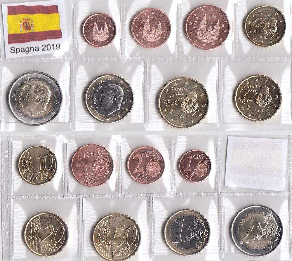 2019 - Serie 8 monete euro SPAGNA Fior di Conio