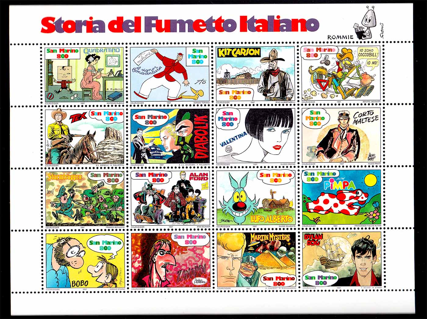 1997 - Storia del fumetto italiano 16 val. Nuovo