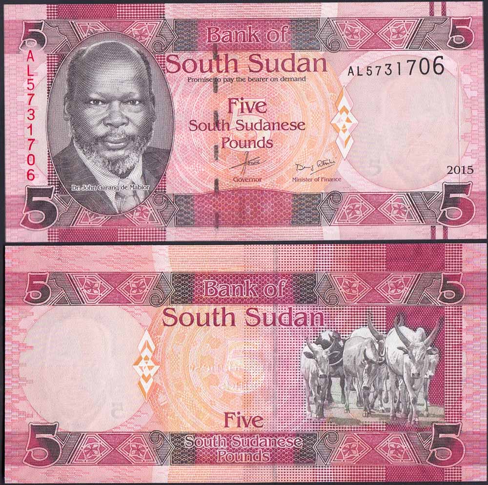 SOUTH SUDAN 5 Pounds 2015 P 11a No Paypal Fds