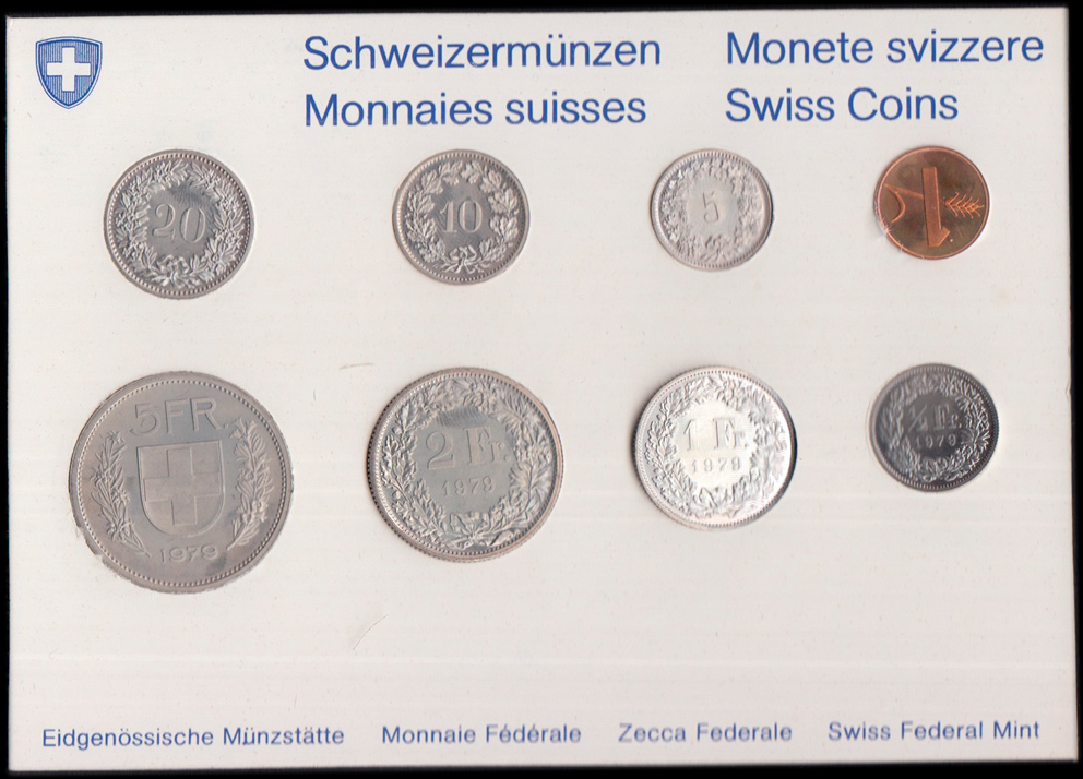 1979 SVIZZERA Serie di Zecca 8 monete Annata Fdc