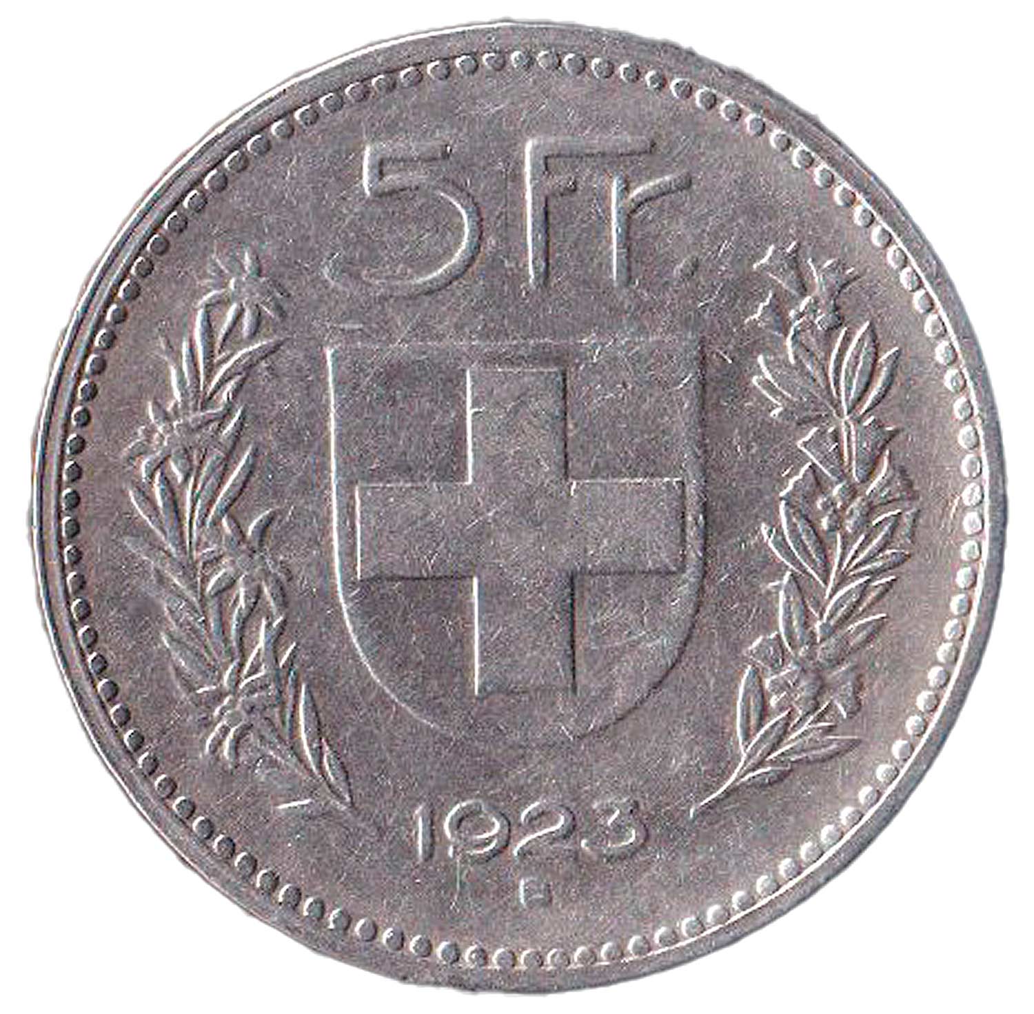 1923 B - 5 Franchi Argento Svizzera Guglielmo Tell Spl+