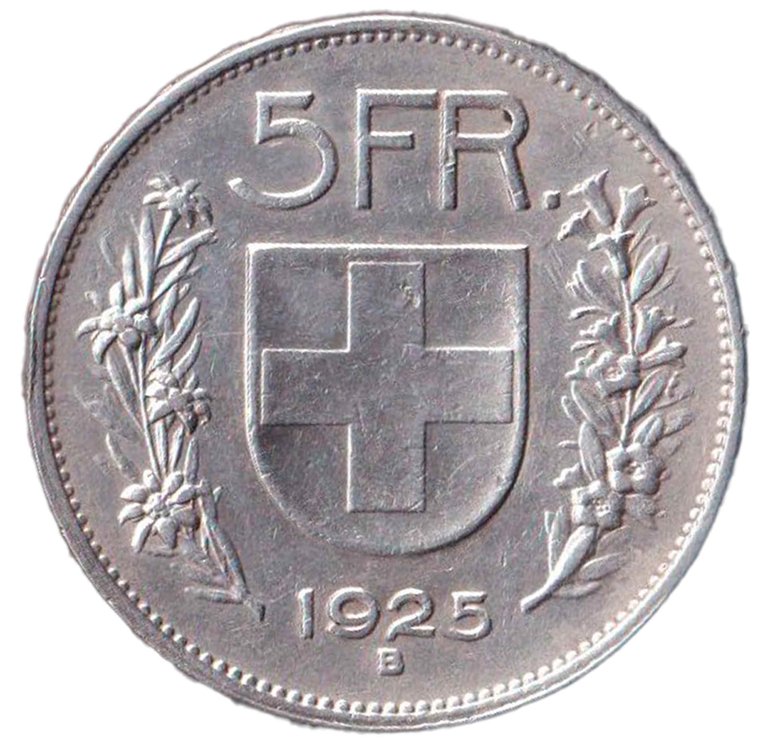 1925 B - 5 Franchi Argento Svizzera Guglielmo Tell Spl-