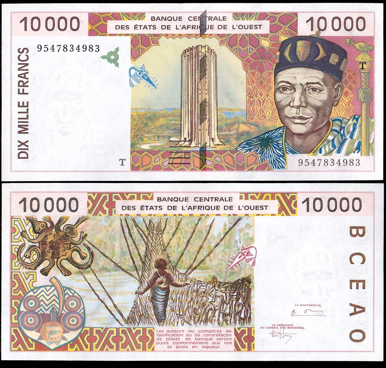TOGO 10000 Franchi 2002 West African States Fior di Stampa