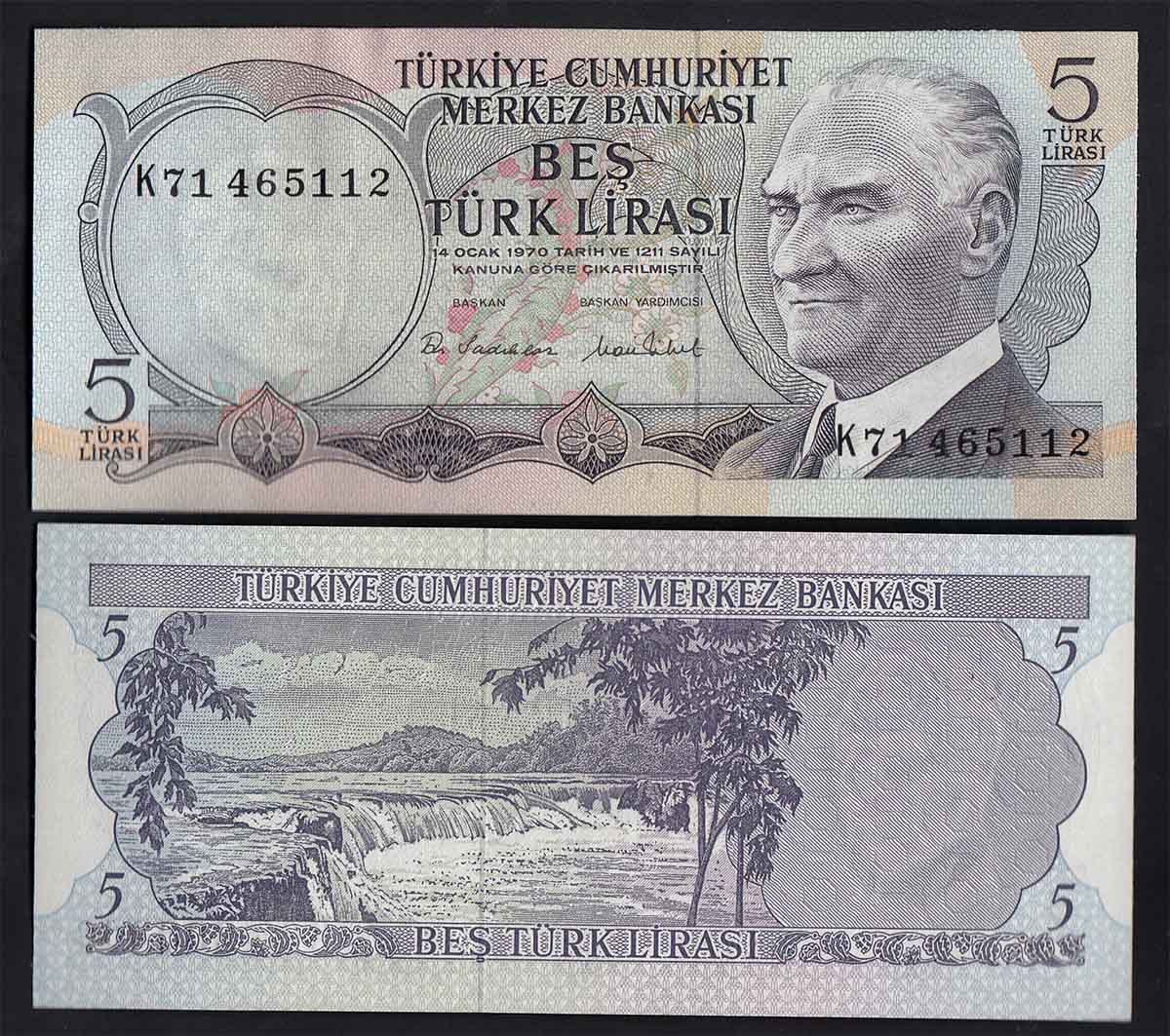 TURCHIA 5 Lira Kemal Atatürk 1970 Fior di Stampa