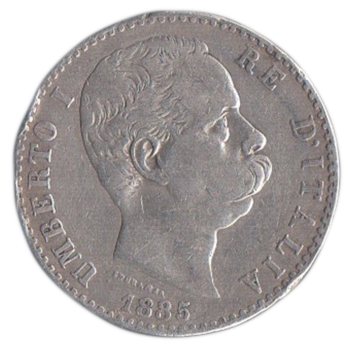 1885 - 2 Lire Umberto I Ag. BB Rara