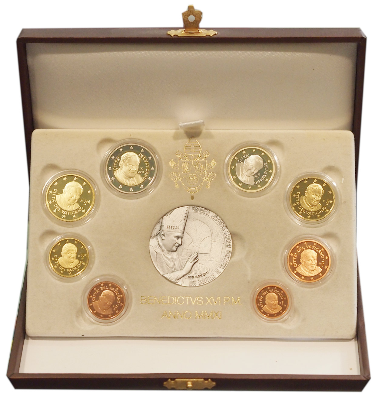 2011 Papa Benedetto XVI Divisionale Fondo Specchio con medaglia in Argento