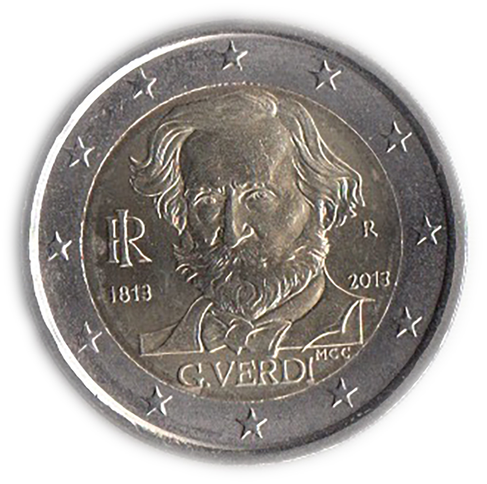2013 - ITALIA 2 Euro comm. 200° nascita Giuseppe Verdi Fdc