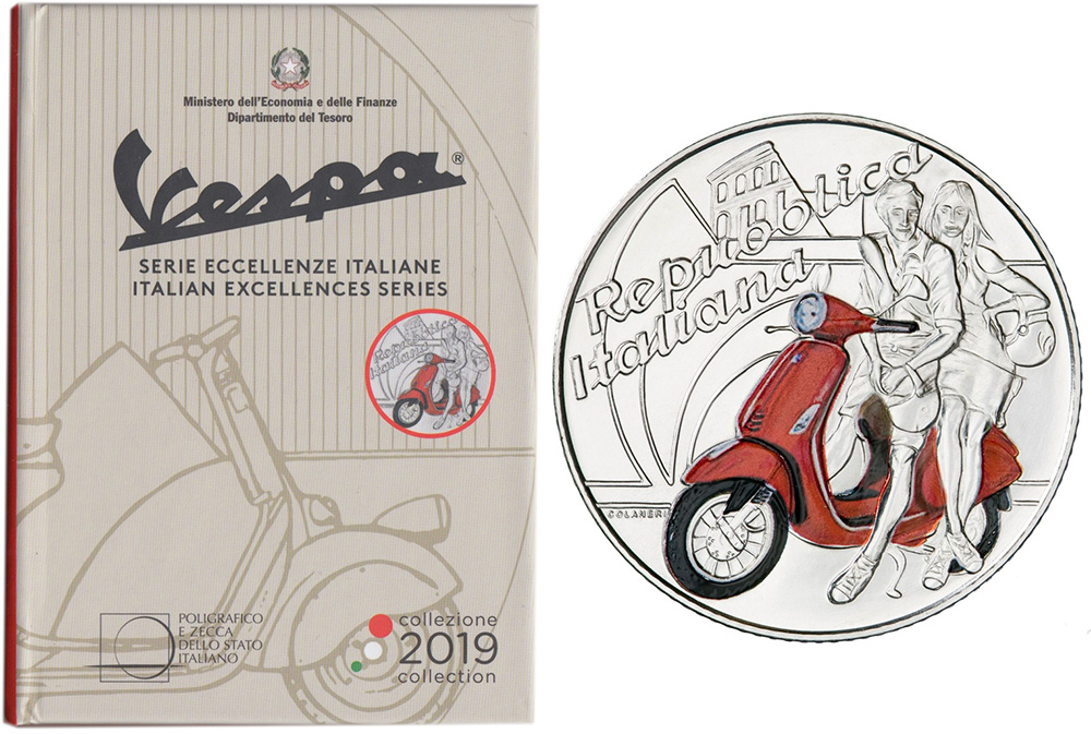 2019 - 5 euro Vespa Serie Eccellenze Italiane ROSSA