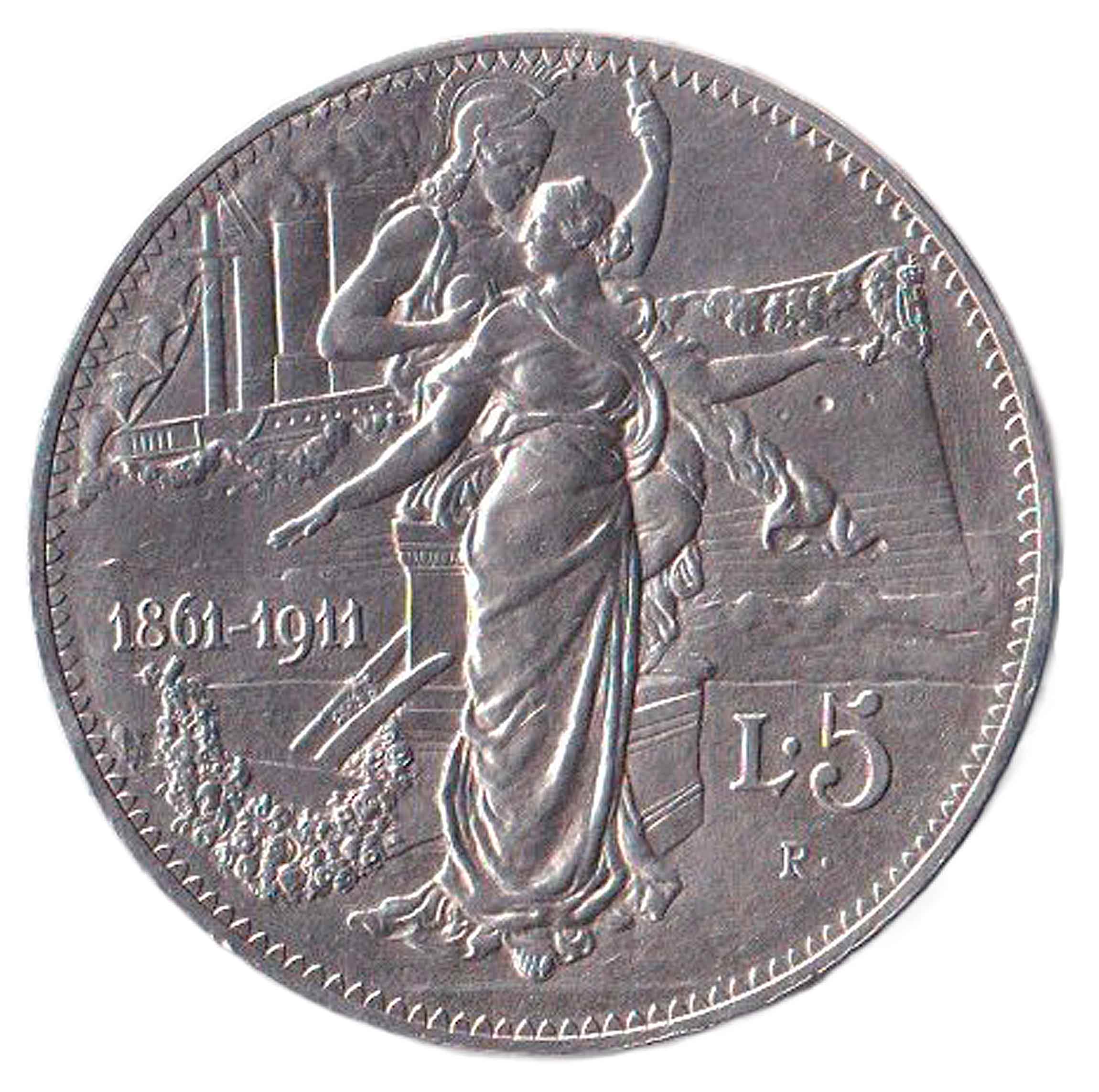 1911 - Vittorio Emanuele III 5 Lire Cinquantenario Spl+ Rara