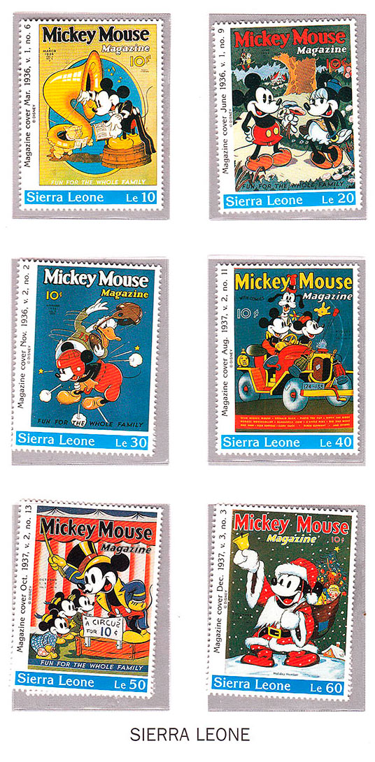 Sierra Leone francobolli Mickey Mouse Topolino serie classica anni 90 Nuovi