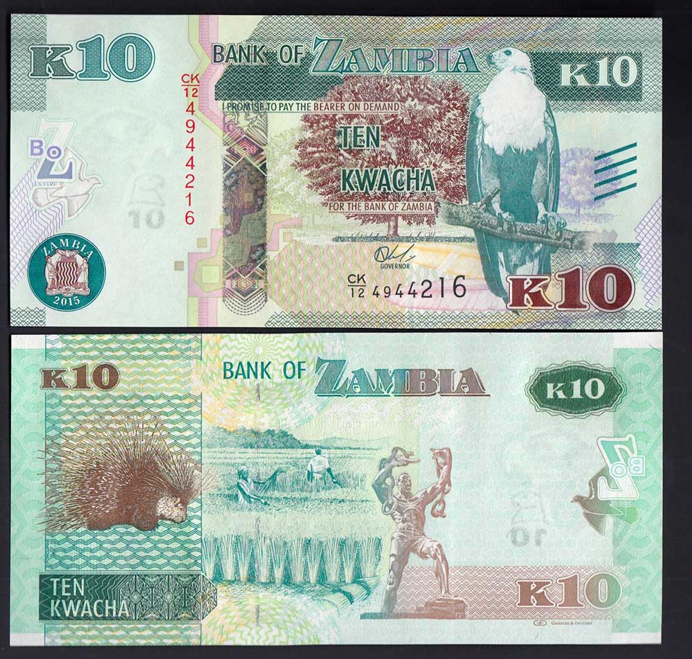 ZAMBIA 10 Kwacha 2015 Fior di Stampa