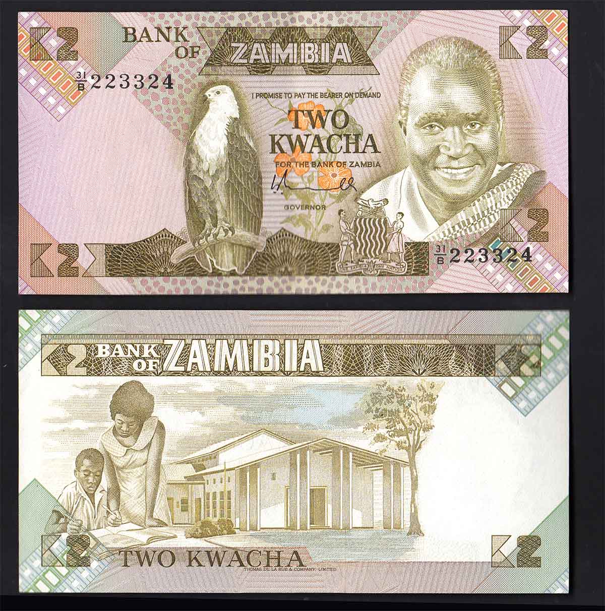 ZAMBIA 2 Kwacha 1986-88 Fds