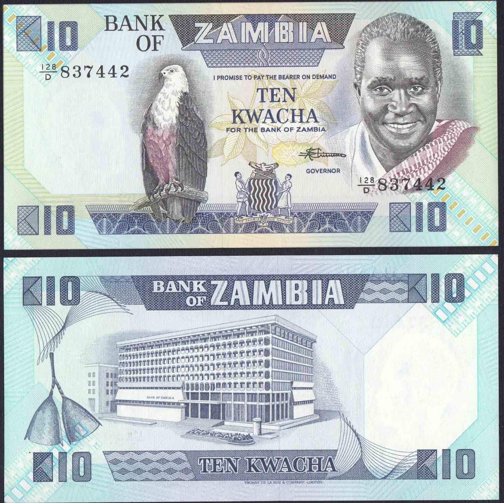 ZAMBIA 10 Kwacha 1988 Fior di Stampa