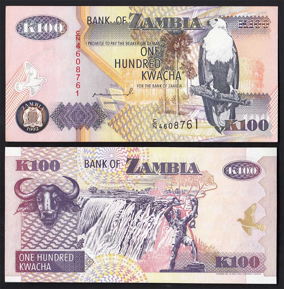 ZAMBIA 100 Kwacha 1992 Fior di Stampa