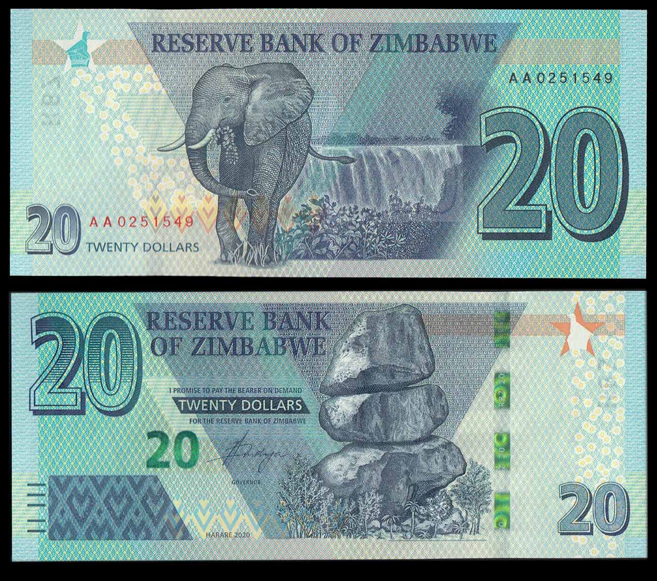 ZIMBABWE 20 Dollars 2020 Fior di Stampa