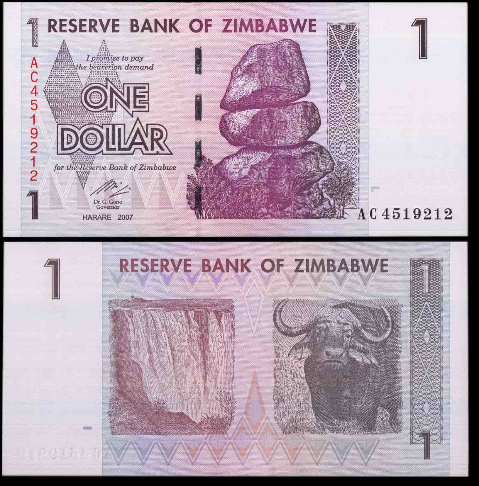 ZIMBABWE 1 Dollar 2007 Fior di Stampa