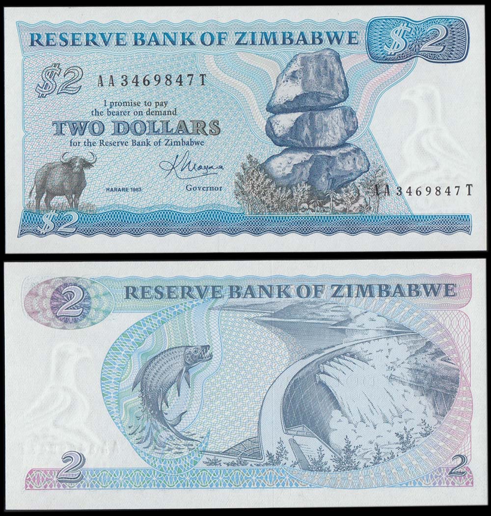 ZIMBABWE 2 Dollars 1983 Fds