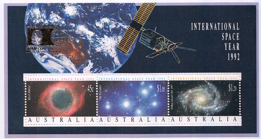 AUSTRALIA 1992 Anno Internazionale dello Spazio Yvert Bf 19 Nuovo World Columbian Stamp Expo In Folder