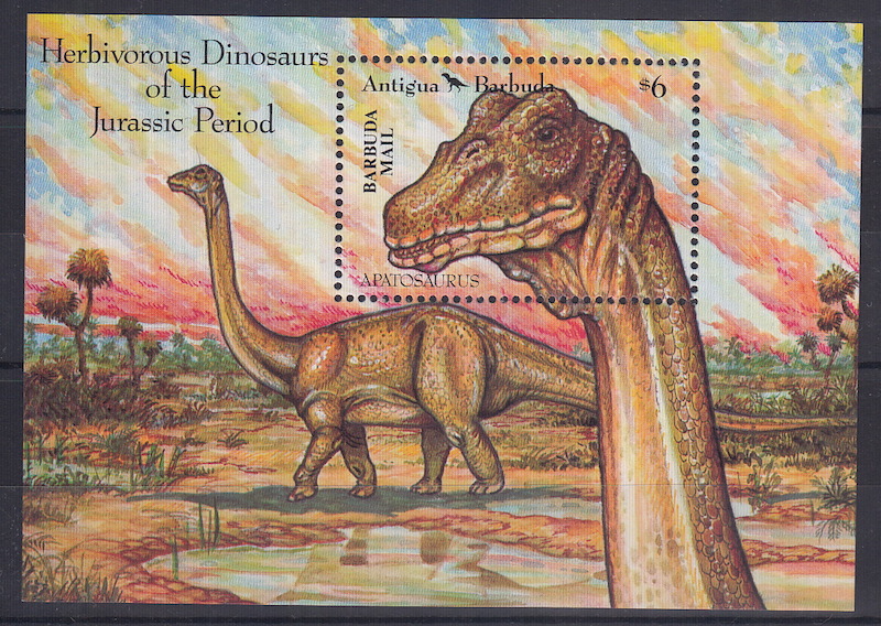 BARBUDA 1992 Foglietti sui dinosauri serie completa nuova Yvert e Tellier 190-1