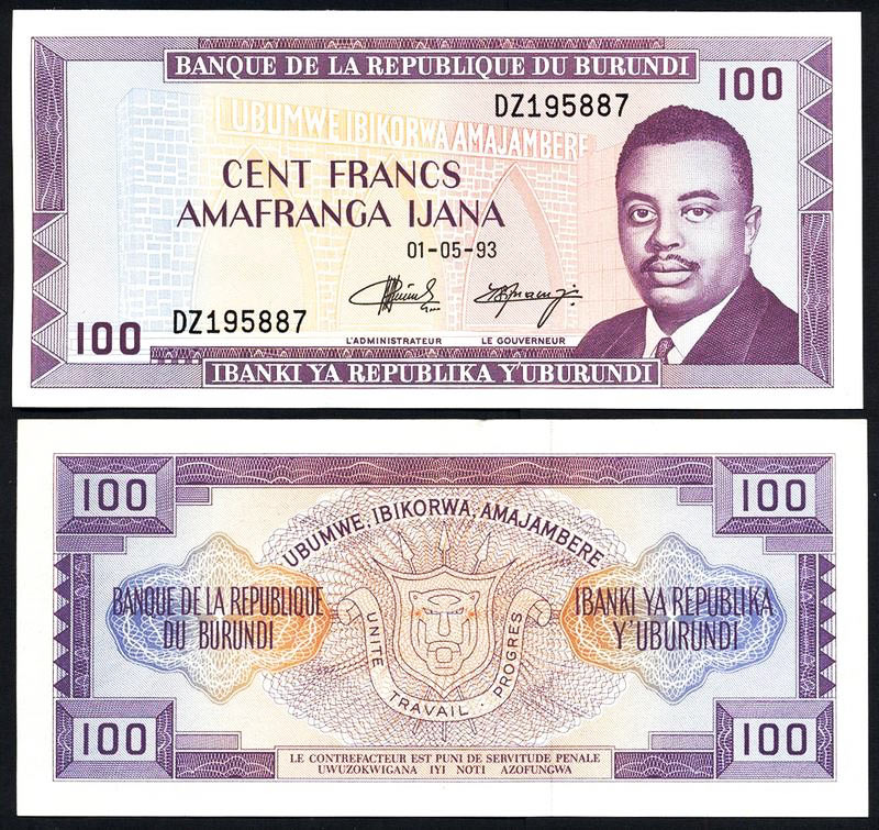 BURUNDI 100 Francs 1993 Fior di Stampa